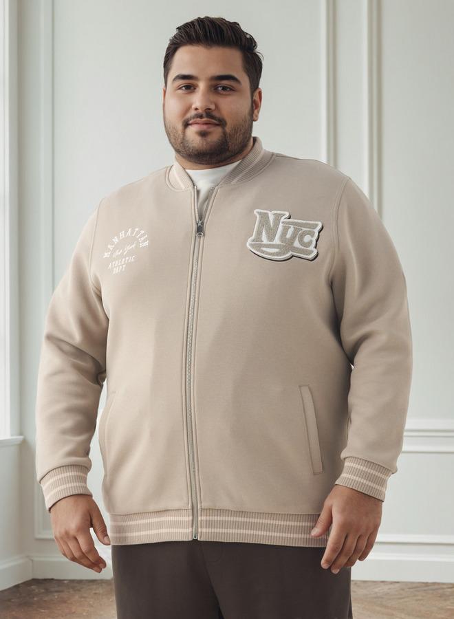 Maxim Men Plus Size Regular Fit New York Print Varsity Jacket - Image 1